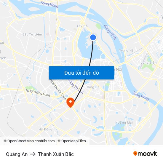 Quảng An to Thanh Xuân Bắc map