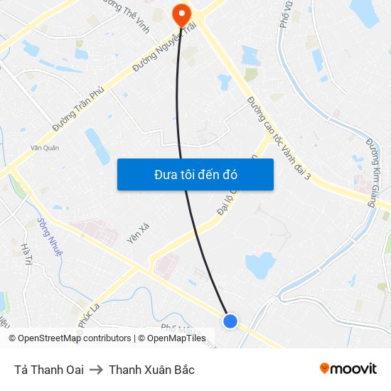Tả Thanh Oai to Thanh Xuân Bắc map