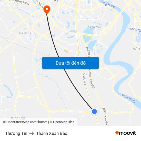 Thường Tín to Thanh Xuân Bắc map