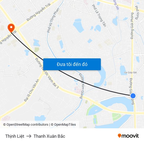 Thịnh Liệt to Thanh Xuân Bắc map