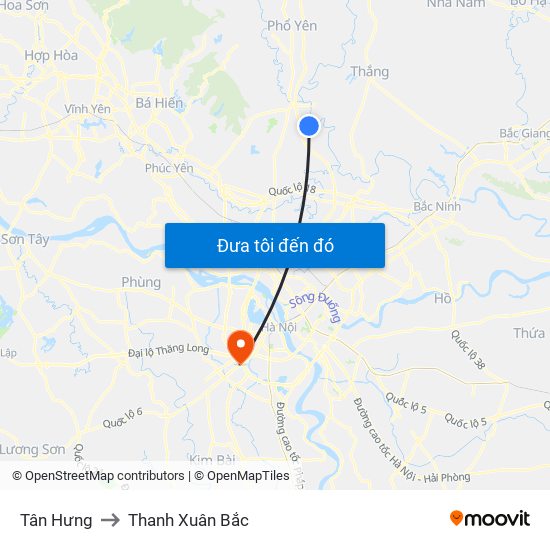 Tân Hưng to Thanh Xuân Bắc map