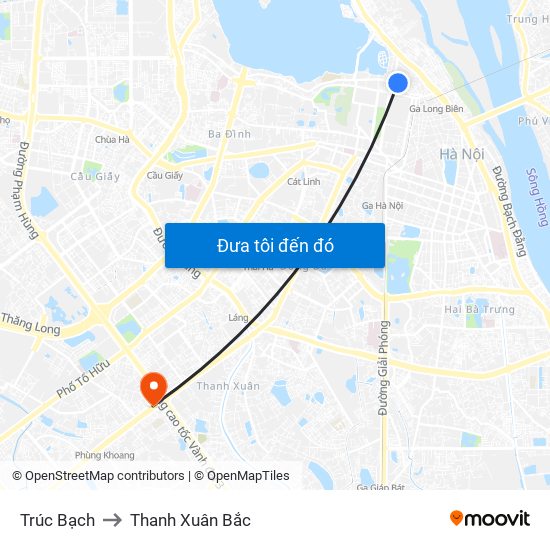 Trúc Bạch to Thanh Xuân Bắc map