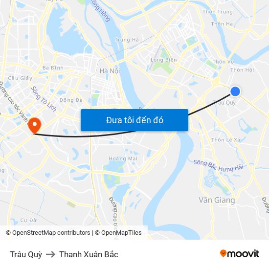 Trâu Quỳ to Thanh Xuân Bắc map