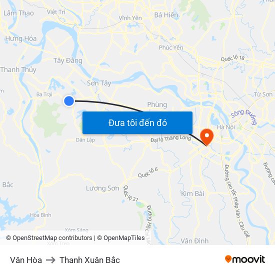 Vân Hòa to Thanh Xuân Bắc map