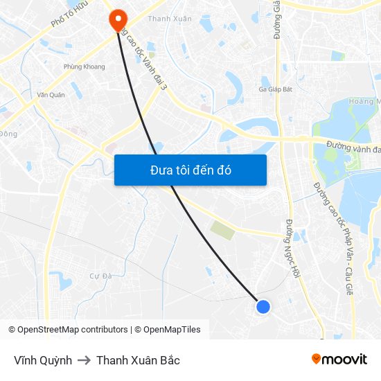 Vĩnh Quỳnh to Thanh Xuân Bắc map