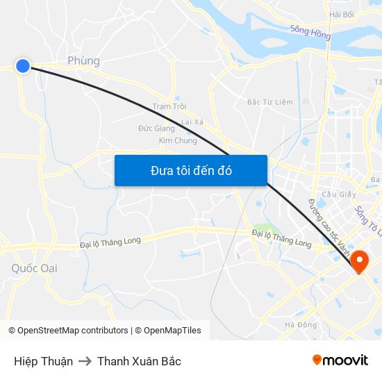 Hiệp Thuận to Thanh Xuân Bắc map