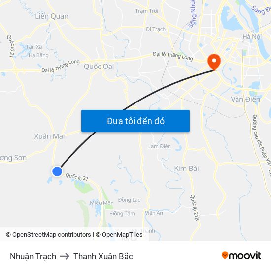 Nhuận Trạch to Thanh Xuân Bắc map