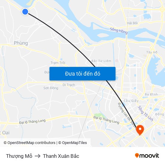 Thượng Mỗ to Thanh Xuân Bắc map
