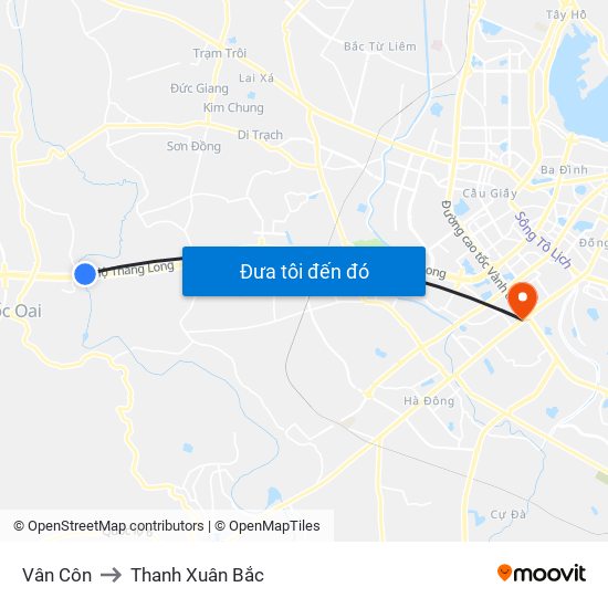 Vân Côn to Thanh Xuân Bắc map