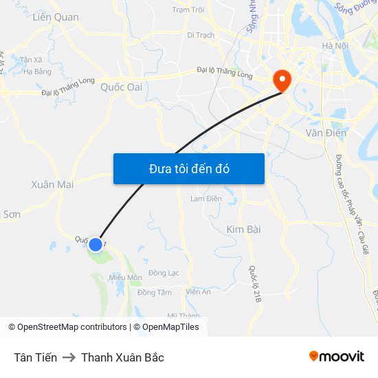 Tân Tiến to Thanh Xuân Bắc map