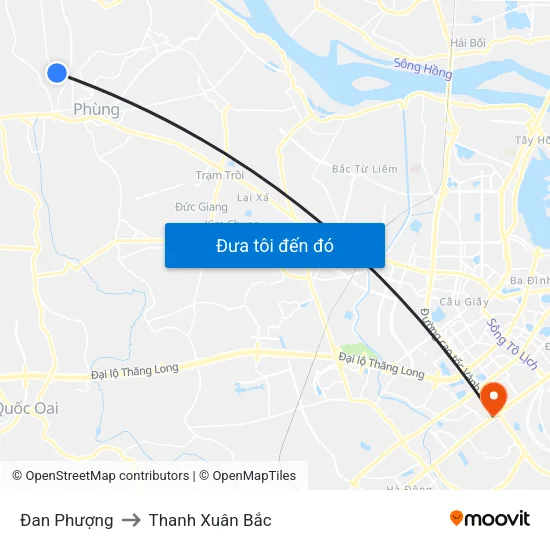 Đan Phượng to Thanh Xuân Bắc map