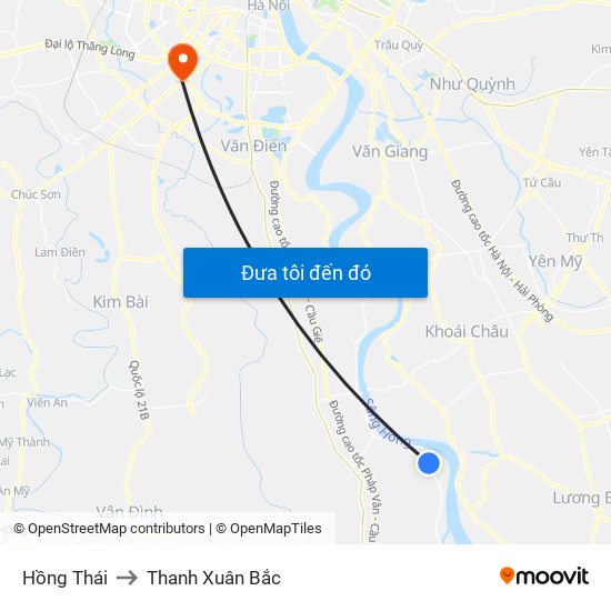 Hồng Thái to Thanh Xuân Bắc map