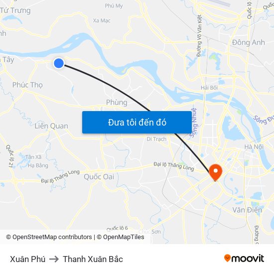 Xuân Phú to Thanh Xuân Bắc map
