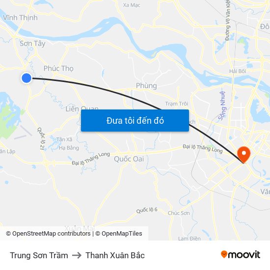 Trung Sơn Trầm to Thanh Xuân Bắc map
