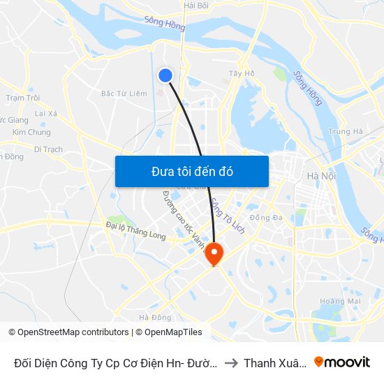 Đối Diện Công Ty Cp Cơ Điện Hn- Đường Đức Thắng to Thanh Xuân Bắc map