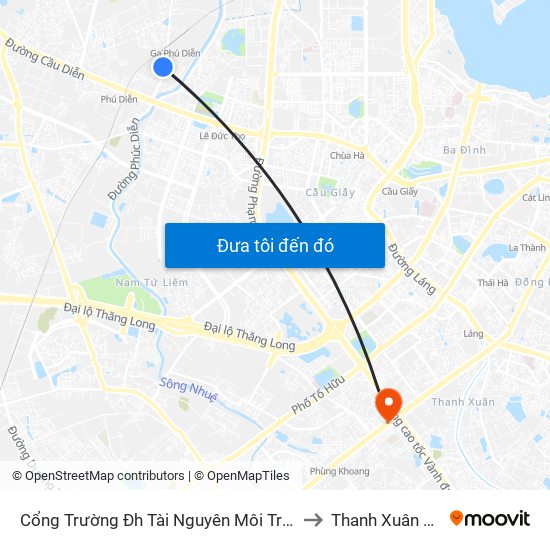 Cổng Trường Đh Tài Nguyên Môi Trường to Thanh Xuân Bắc map