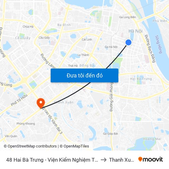 48 Hai Bà Trưng - Viện Kiểm Nghiệm Thuốc Trung Ương to Thanh Xuân Bắc map