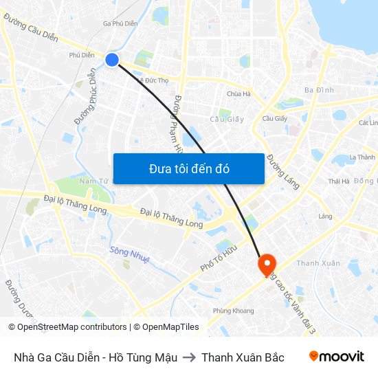 Nhà Ga Cầu Diễn - Hồ Tùng Mậu to Thanh Xuân Bắc map