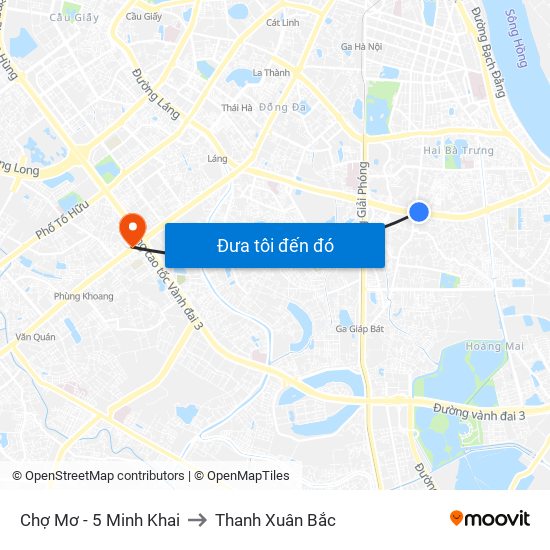 Chợ Mơ - 5 Minh Khai to Thanh Xuân Bắc map