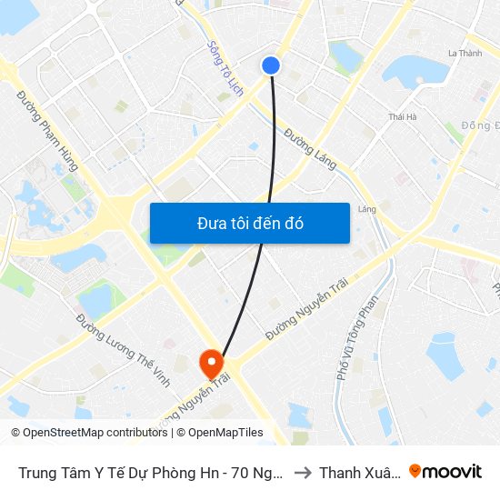 Trung Tâm Y Tế Dự Phòng Hn - 70 Nguyễn Chí Thanh to Thanh Xuân Bắc map