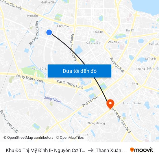 Khu Đô Thị Mỹ Đình Ii- Nguyễn Cơ Thạch to Thanh Xuân Bắc map