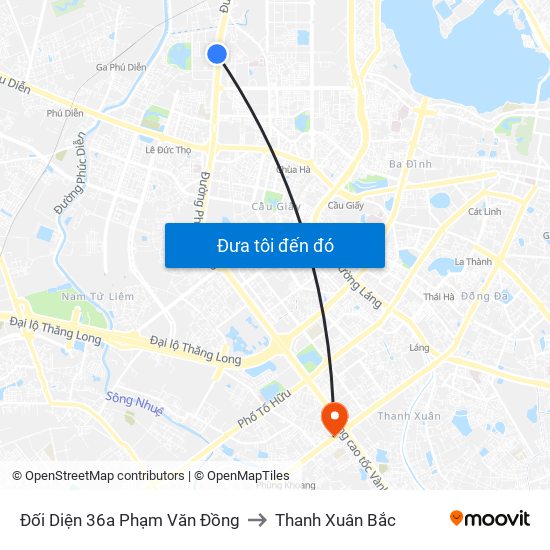 Đối Diện 36a Phạm Văn Đồng to Thanh Xuân Bắc map