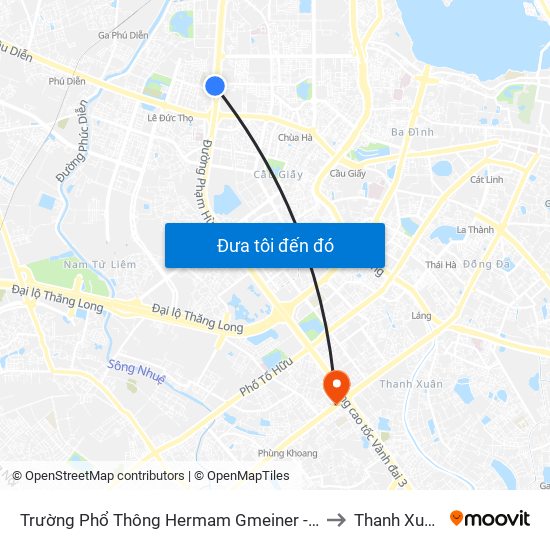 Trường Phổ Thông Hermam Gmeiner - Phạm Văn Đồng to Thanh Xuân Bắc map