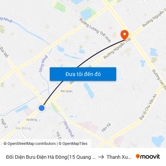 Đối Diện Bưu Điện Hà Đông(15 Quang Trung Hà Đông) to Thanh Xuân Bắc map