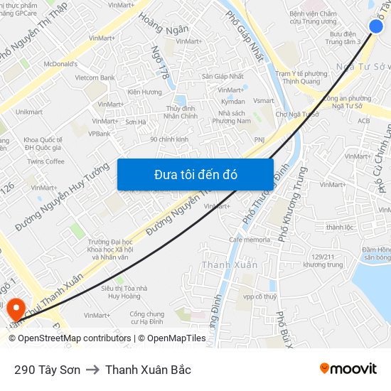 290 Tây Sơn to Thanh Xuân Bắc map