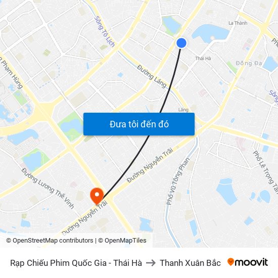 Rạp Chiếu Phim Quốc Gia - Thái Hà to Thanh Xuân Bắc map