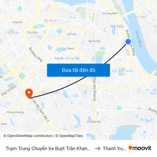 Trạm Trung Chuyển Xe Buýt Trần Khánh Dư (Khu Đón Khách) to Thanh Xuân Bắc map