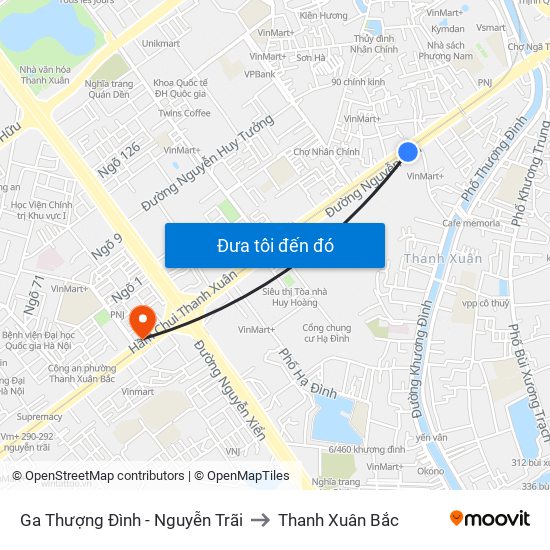 Ga Thượng Đình - Nguyễn Trãi to Thanh Xuân Bắc map