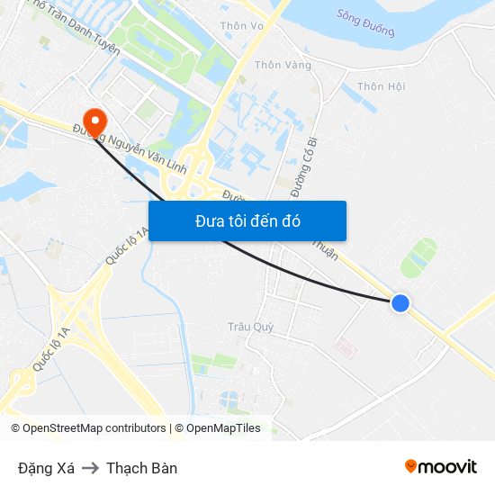 Đặng Xá to Thạch Bàn map