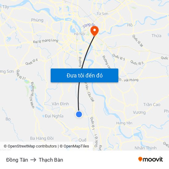 Đồng Tân to Thạch Bàn map