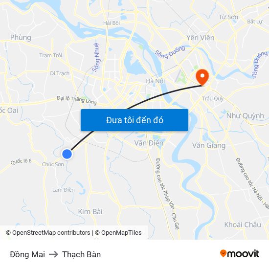 Đồng Mai to Thạch Bàn map