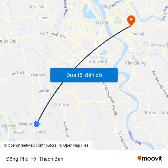 Đồng Phú to Thạch Bàn map