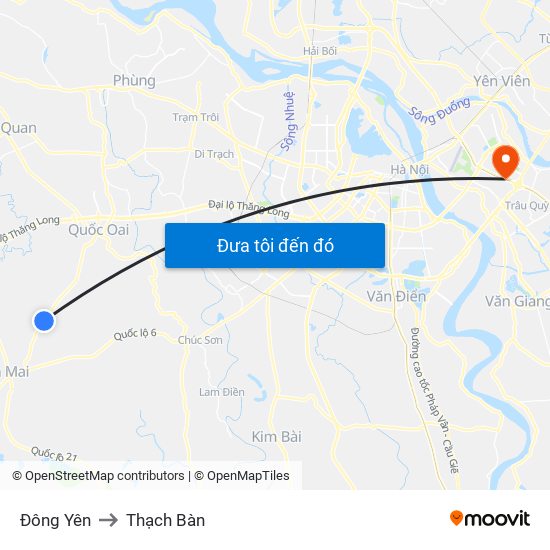 Đông Yên to Thạch Bàn map