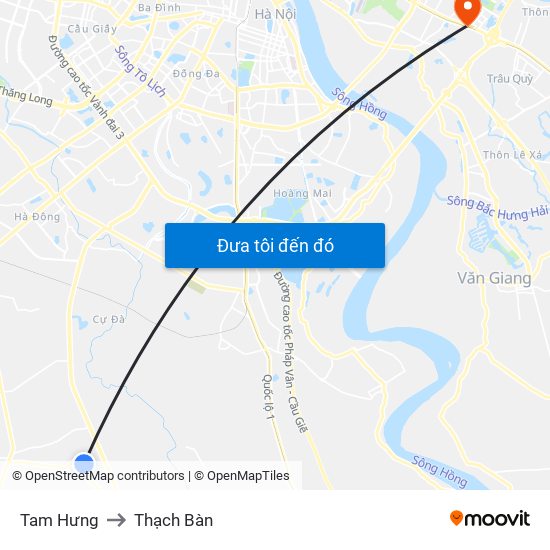 Tam Hưng to Thạch Bàn map