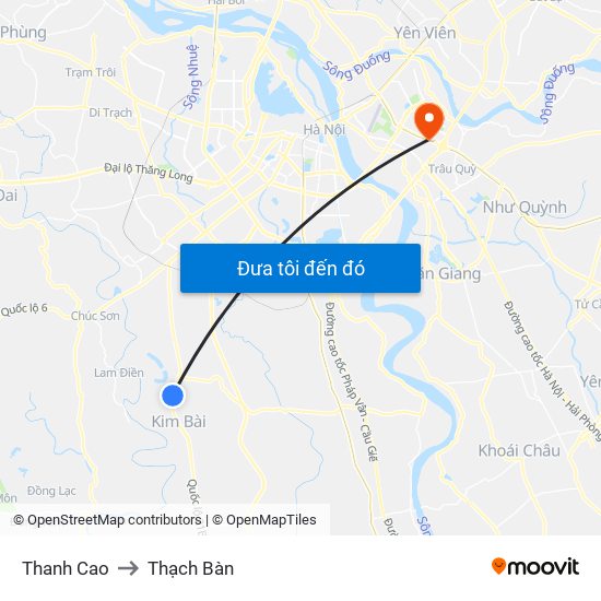 Thanh Cao to Thạch Bàn map