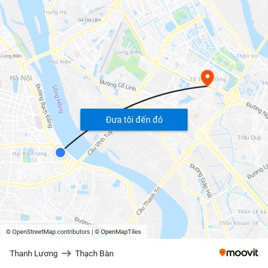 Thanh Lương to Thạch Bàn map