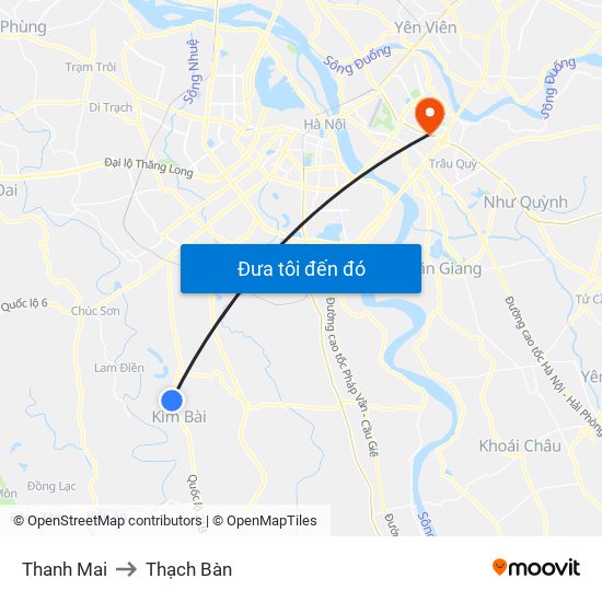 Thanh Mai to Thạch Bàn map