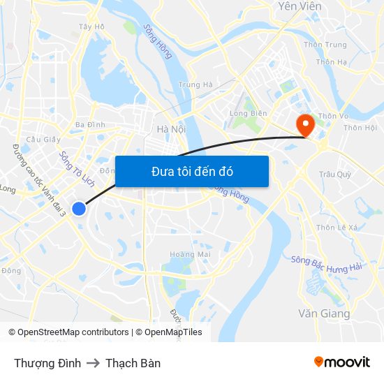 Thượng Đình to Thạch Bàn map