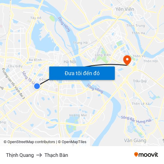 Thịnh Quang to Thạch Bàn map