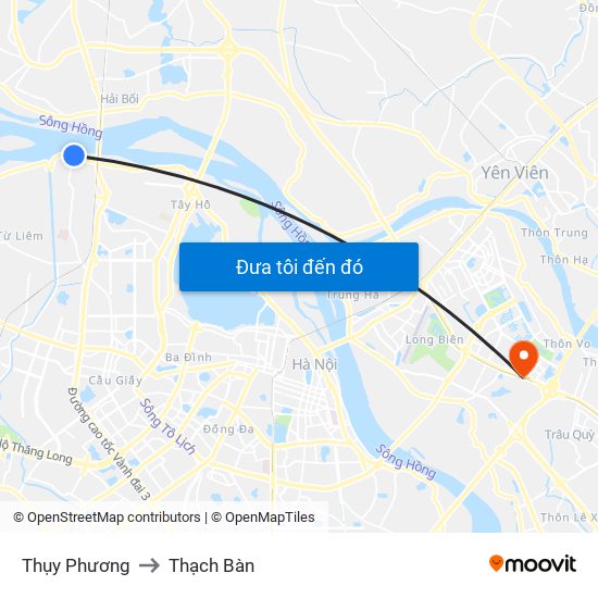 Thụy Phương to Thạch Bàn map