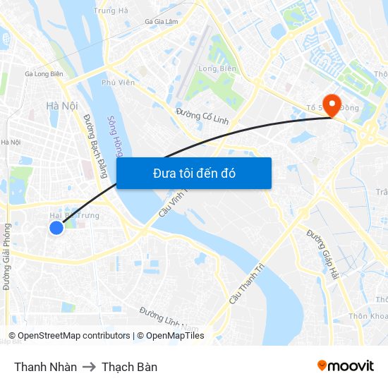 Thanh Nhàn to Thạch Bàn map