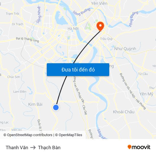 Thanh Văn to Thạch Bàn map