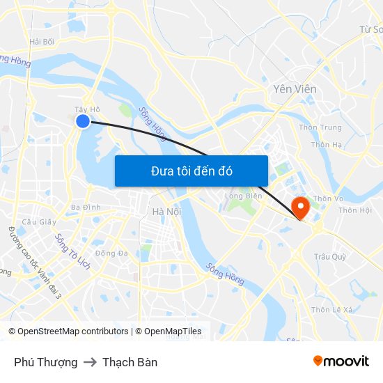 Phú Thượng to Thạch Bàn map