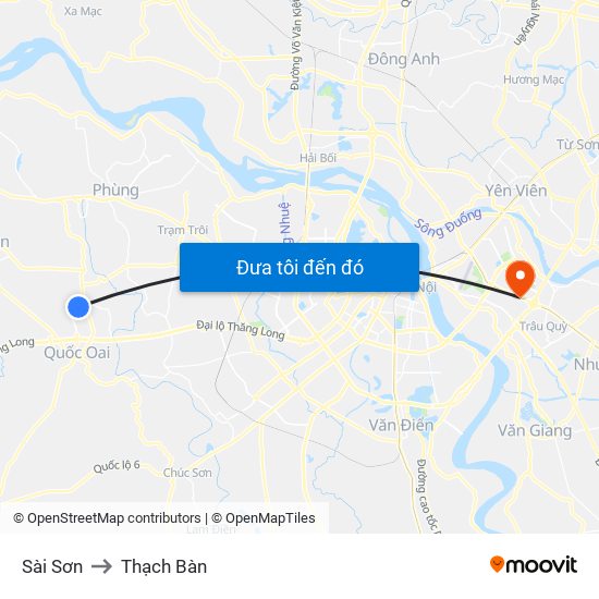 Sài Sơn to Thạch Bàn map