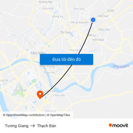 Tương Giang to Thạch Bàn map