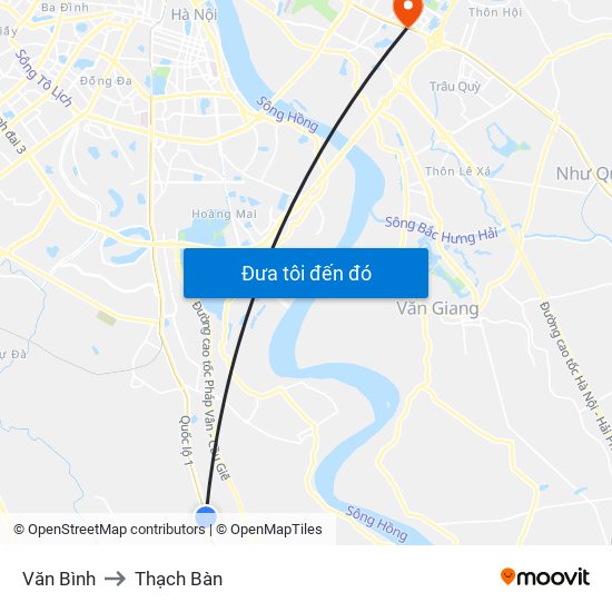 Văn Bình to Thạch Bàn map